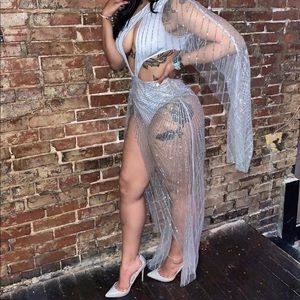 Silver Embellished Bodysuit